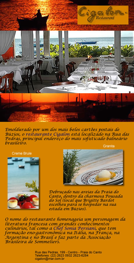 Restaurante Cigalon em Armação de Búzios - Rio de Janeiro