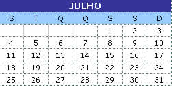 Calendário Julho 2011