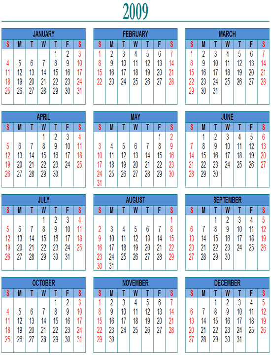 Calendar 2009 