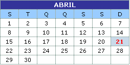 Calendrio Abril 2013