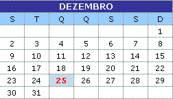 Calendrio Dezembro 2013