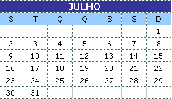 Calendrio Julho 2012