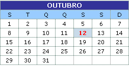 Calendrio Outubro 2012