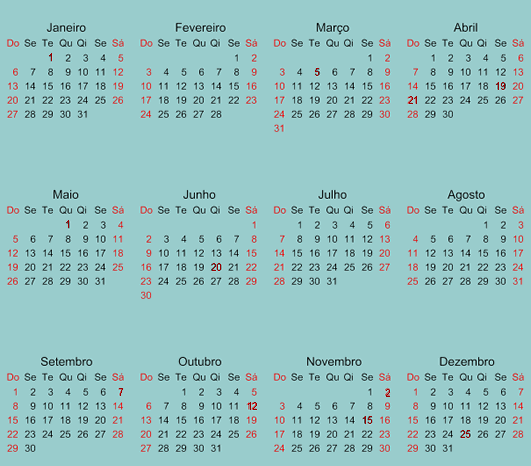 Calendario 2019 feriados